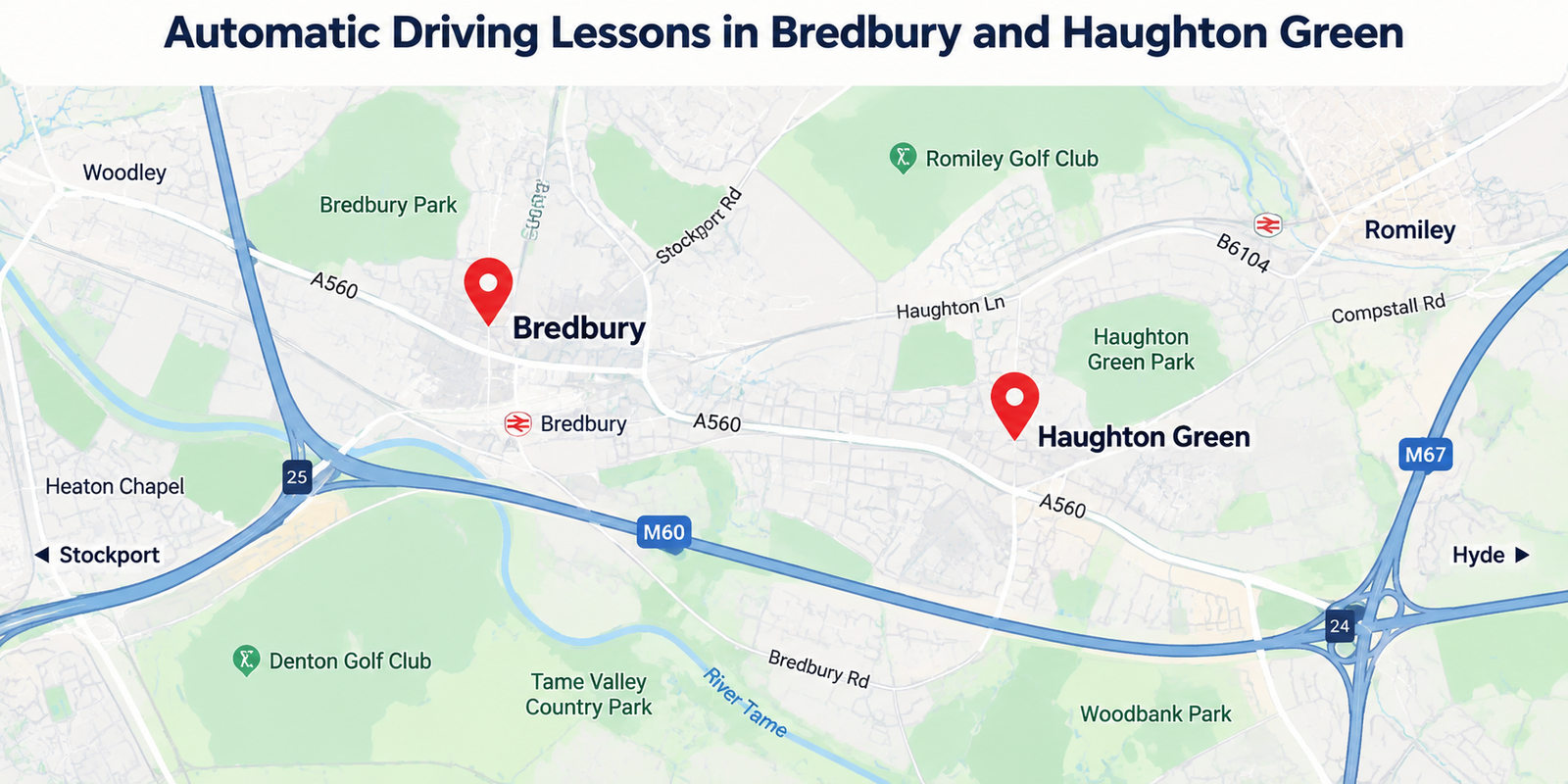 Automatic driving lessons in Bredbury and Haughton Green