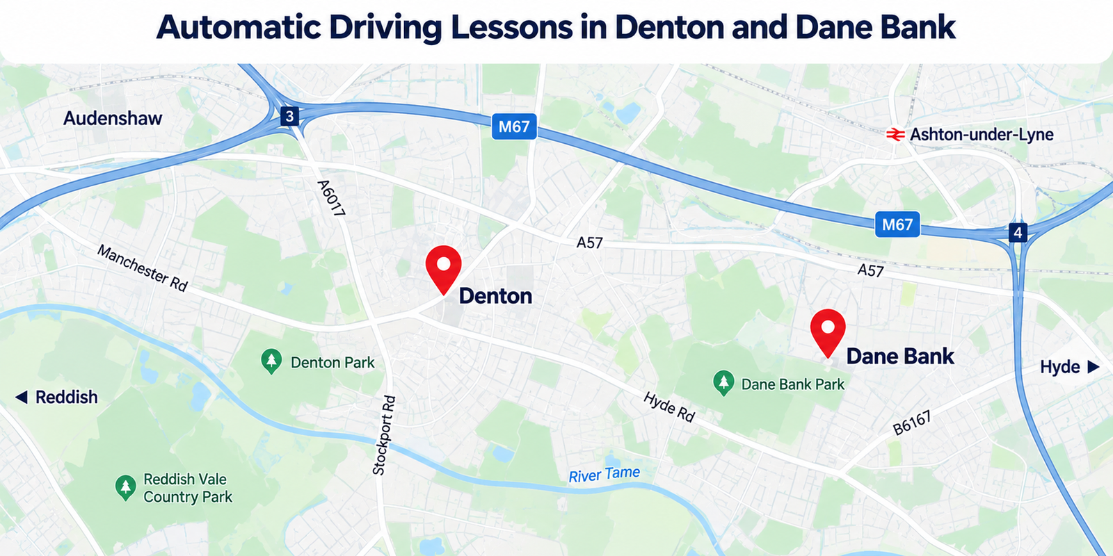 Automatic Driving Lessons in Denton and Dane Bank